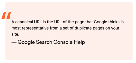 Definition of canonical tags by Google Search Console