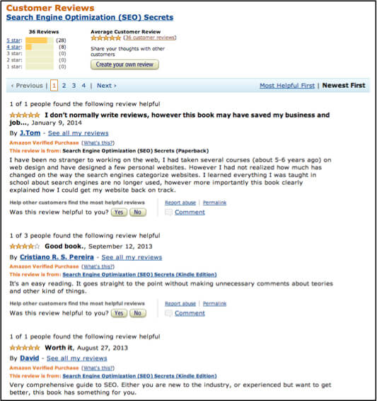 Amazon customer reviews are an example of user-generated content